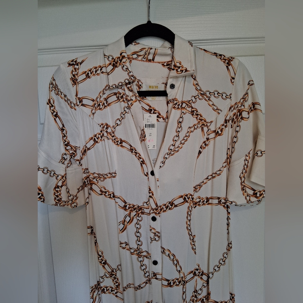 Maeve Cream Maxi Dress with Brown Chain Print - Picture 3 of 3